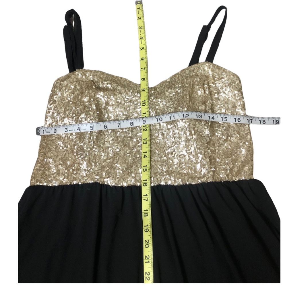 Torrid Sequin Chiffon Party Dress Babydoll Layered Gold Sleeveless Sz 14 - Picture 14 of 15